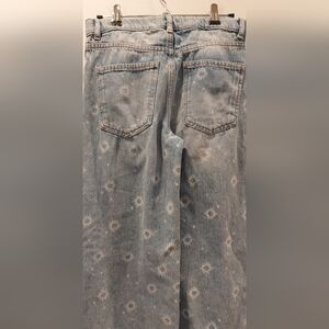 Floral Patterned Blue Jeans